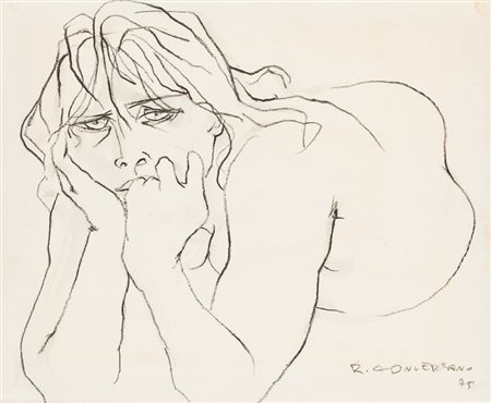 ROMANO CONVERSANO (1920-2010)Senza Titolo, 1975Pastelli su carta intelatacm...