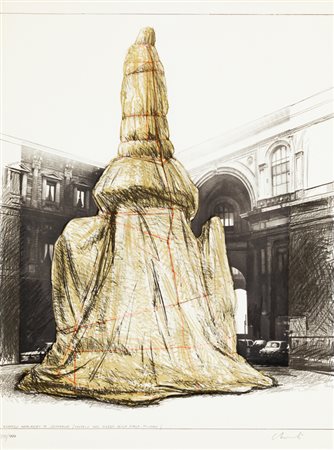 CHRISTO (1935)Wrapped monument to Leonardo (project for Piazza della Scala,...