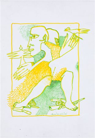 REMO BRINDISI (1918-1996)Senza TitoloPennarello e tecnica mista su cartacm...