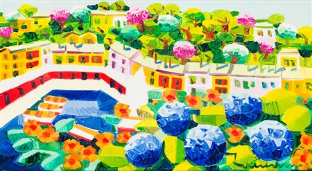 ATHOS FACCINCANI (1951)Suoni di un giardino a PortofinoOlio su telacm...