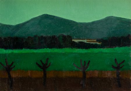 MARIA LUISA DE ROMANS (1928)Paesaggio veneto, 1953Olio su masonitecm...