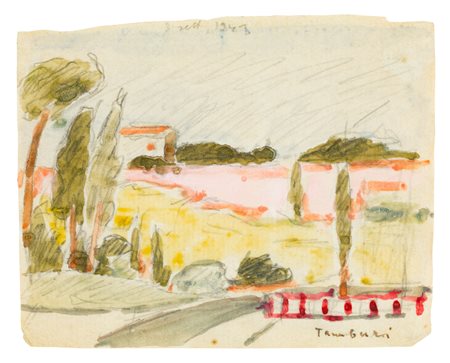 ORFEO TAMBURI (1910-1994)Campagna romana, 1947Acquerello su cartacm...