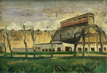 PINO PONTI (1905-1999)Senza TitoloOlio su carta applicata su cartonecm...