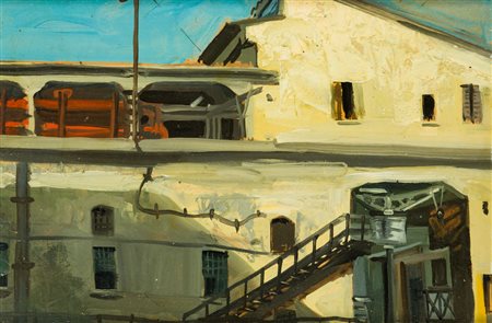 PINO PONTI (1905-1999)Senza TitoloOlio su carta applicata su cartonecm...