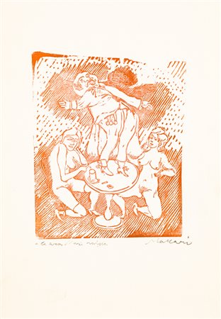 MINO MACCARI (1898-1989)Senza TitoloSerigrafiacm 46x32,5Firma e dedica ad...