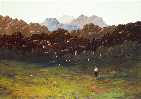 GIUSEPPE PESSINA (1893-1967)Paesaggio della Val d'OssolaOlio su telacm...