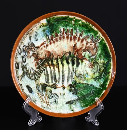 SESTO FIORENTINO Piatto. Ceramica. Cm 21,50 x 2,00 x 21,50. Firma e anno al...