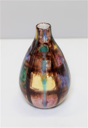 NEERA GATTI (1906 - 1973) Vaso policromo . Ceramica. Cm 11,00 x 18,50 x...