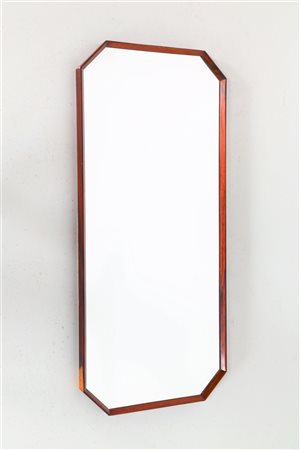 MANIFATTURA ITALIANA Specchio da parete. Legno di palissandro e vetro. Cm...