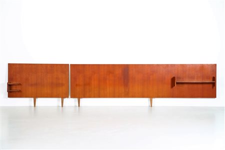 POGGI Testiera. Legno di teak. Cm 304,00 x 122,50 x 89,00. Anni 70. POGGI Bed...