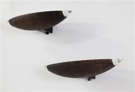 TOSO GIUSTO Coppia di appliques . Vetro di Murano e metallo. Cm 59,50 x 10,00...