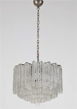 VENINI Lampadario. Metallo argentato. Cm 56,00 x 120,00 x 56,00. VENINI ....