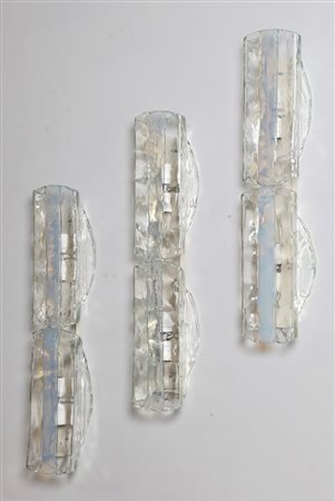 MAZZEGA Tre appliques. Vetro di Murano. Cm 17,00 x 70,00 x 10,00. Anni 70....