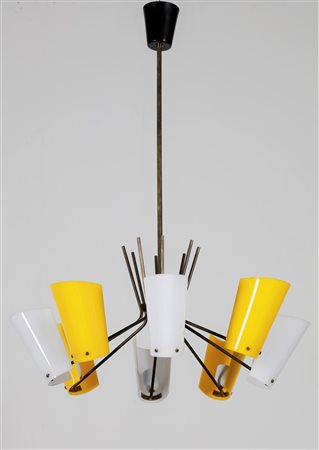 STILNOVO Lampadario. Perspex e metallo laccato. Cm 86,00 x 100,00 x 86,00....