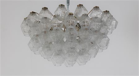 VENINI PAOLO (1895 - 1959) Lampadario. Metallo e vetro. Cm 70,00 x 45,00 x...