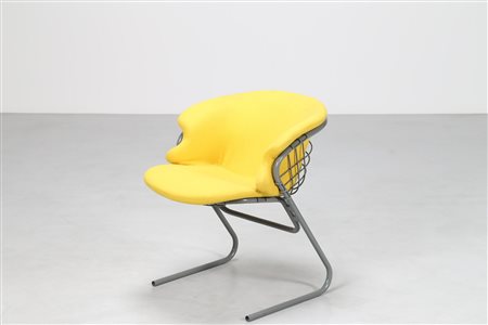 RINALDI GASTONE Sedia. Acciaio e tessuto. Cm 61,00 x 76,00 x 70,00. Struttura...