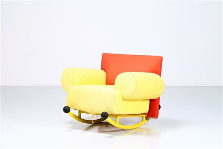 MANIFATTURA ITALIANA Dondolo. Metallo laccato e tessuto. Cm 110,00 x 80,00 x...