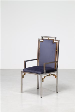 REGA ROMEO (1904 - 1968) Poltroncina. Metallo cromato e tessuto. Cm 53,00 x...