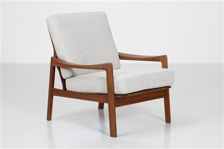 MANIFATTURA NORDICA Poltrona. Legno di teak e tessuto. Cm 74,00 x 79,00 x...