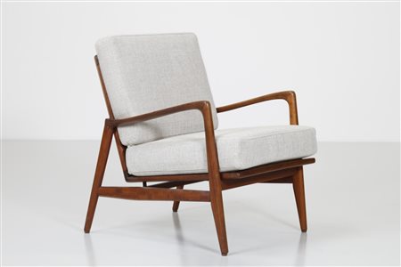 MANIFATTURA NORDICA Poltrona. Legno di teak e tessuto. Cm 68,00 x 78,00 x...