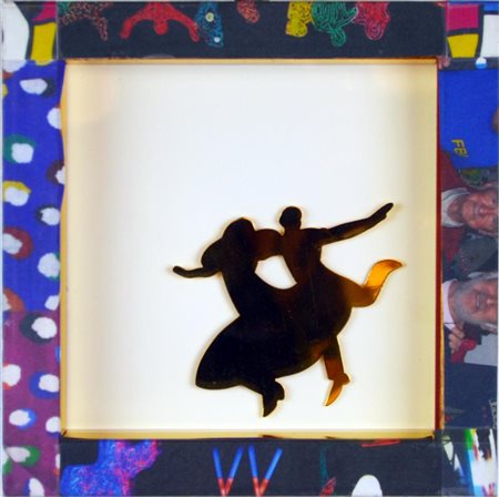 Marco Lodola BALLERINI spilla in ottone dorato, cm 7,5x8,5 sul retro: firmato...