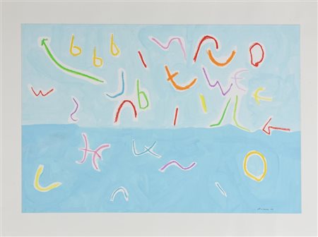 Renzo Nucara SENZA TITOLO tecnica mista su cartoncino, cm 38,5x59 sul fronte:...