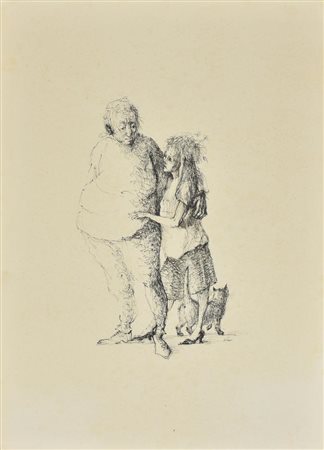 Stanislao Lepri VECCHIO CON BAMBINA china su carta, cm 46x34 sul fronte:...