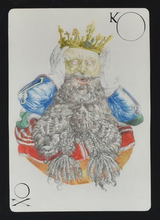 Abacuc RE DI CERCHI pastelli su carta, cm 28x19 sul fronte: firma