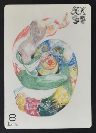 Abacuc IL SEI DI NOVE pastelli su carta, cm 28x19 sul fronte: firma