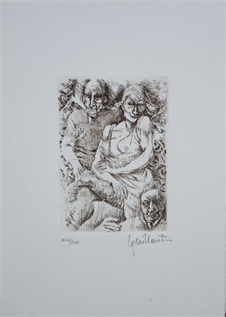 Remo Squillantini FIGURE incisione, battuta cm 12x8, foglio cm 25x17; es....