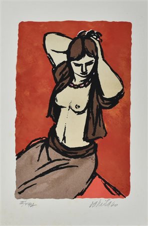 Giulio Da Milano ODALISCA serigrafia a colori su carta, cm 50x34 esemplare...