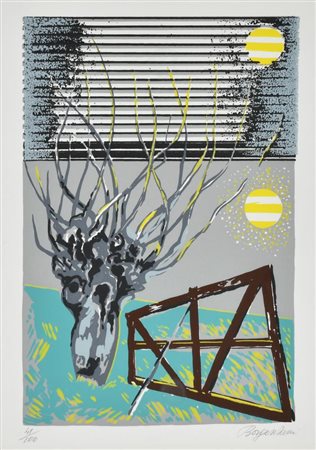 Borgonzoni GIARDINO serigrafia su carta, cm 35x25 esemplare 41 su 100 sul...
