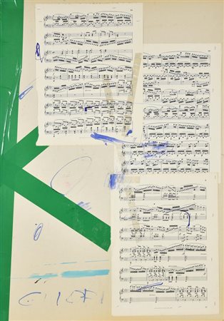 Giuseppe Chiari Senza titolo tecnica mista e collage su cartoncino, cm 71x50...