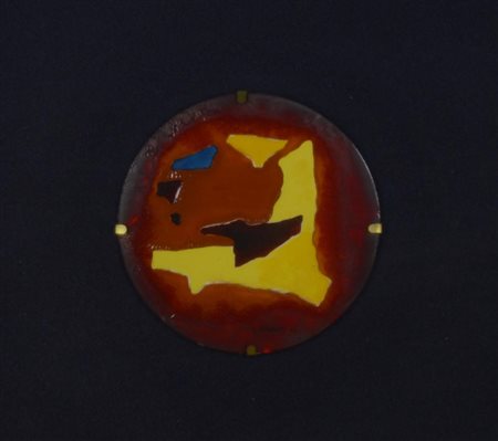 Luigi Veronesi L.V.-35 SENZA TITOLO smalto su rame, diametro cm 10 firmato e...