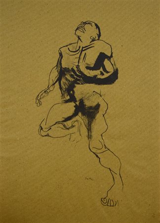 Renato Guttuso NUDO MASCHILE china su carta, cm 41,5x30 firmato L’opera...