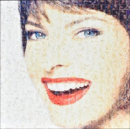 Maria Murgia LINDA EVANGELISTA fotomontaggio su kapafix, cm 50x50 sul retro:...