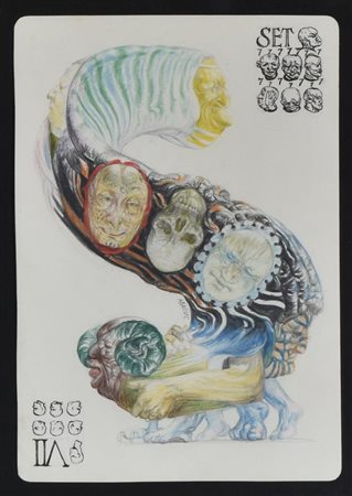 Abacuc IL SETTE BRUTTO pastelli su carta, cm 28x19 sul fronte: firma