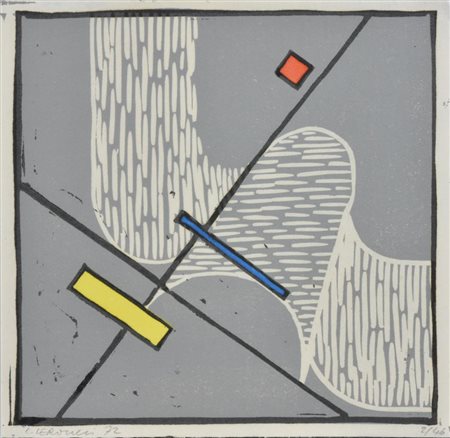 Luigi Veronesi COMPOSIZIONE serigrafia, cm 13,5x13,5; es. 2/46 firmato,...