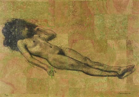 Francesco Messina NUDO FEMMINILE litografia su sughero, cm 50x70 esemplare 35...