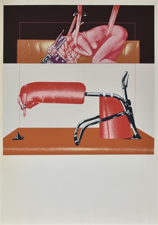 Sergio Sarri CAMERA DI CONTENZIONE serigrafia su carta, cm 100x70 esemplare...