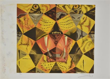 Salvador Dalì LE TIGRE litografia su carta, cm 55x75 esemplare 186 su 300 sul...