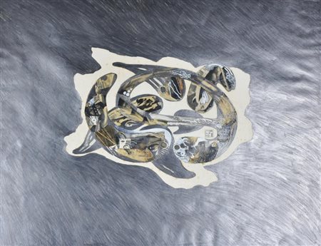 Stuart Berkeley ROUNDABOUT tecnica mista e collage su carta, cm 59x76 sul...