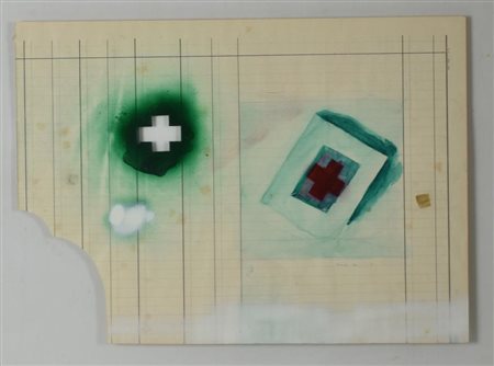 Ignoto SENZA TITOLO tecnica mista su carta, cm 31,5x43 sul fronte: firma e...