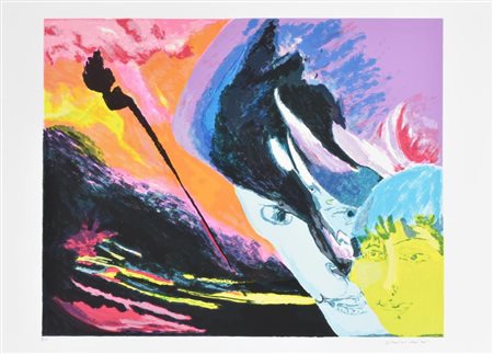 Remo Brindisi SENZA TITOLO litografia su carta, cm 50x70 esemplare P.A. sul...