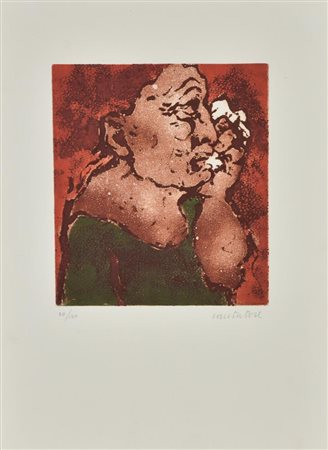 Domenico Cantatore DONNA CHE PIANGE acquatinta su carta, cm 49x35 (lastra cm...