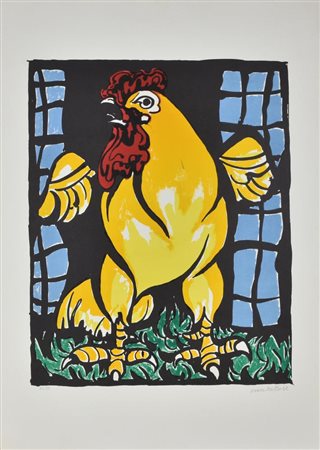 Domenico Cantatore GALLO litografia su carta, cm 70x50 esemplare 61 su 99 sul...