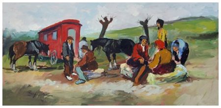 BASSO RAGNI (Termoli 1921 – Livorno 1979) Senza titolo Olio su tela 50 x 100....