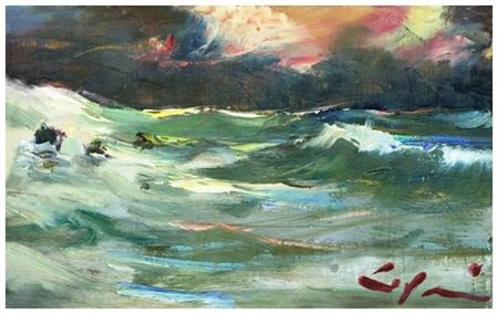 GIO BATTA LEPORI (Livorno 1911 – 2002) Senza titolo Olio su tavola 13 x 21....