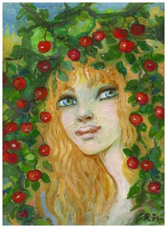 FELICITA FRAI (Praga 1909 – Milano 2010) Ciliegie, 1980 Olio su tela 20 x 15....