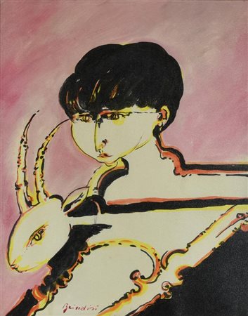 Remo Brindisi PASTORELLA olio su tela, cm 50x40 sul fronte: firma sul retro:...